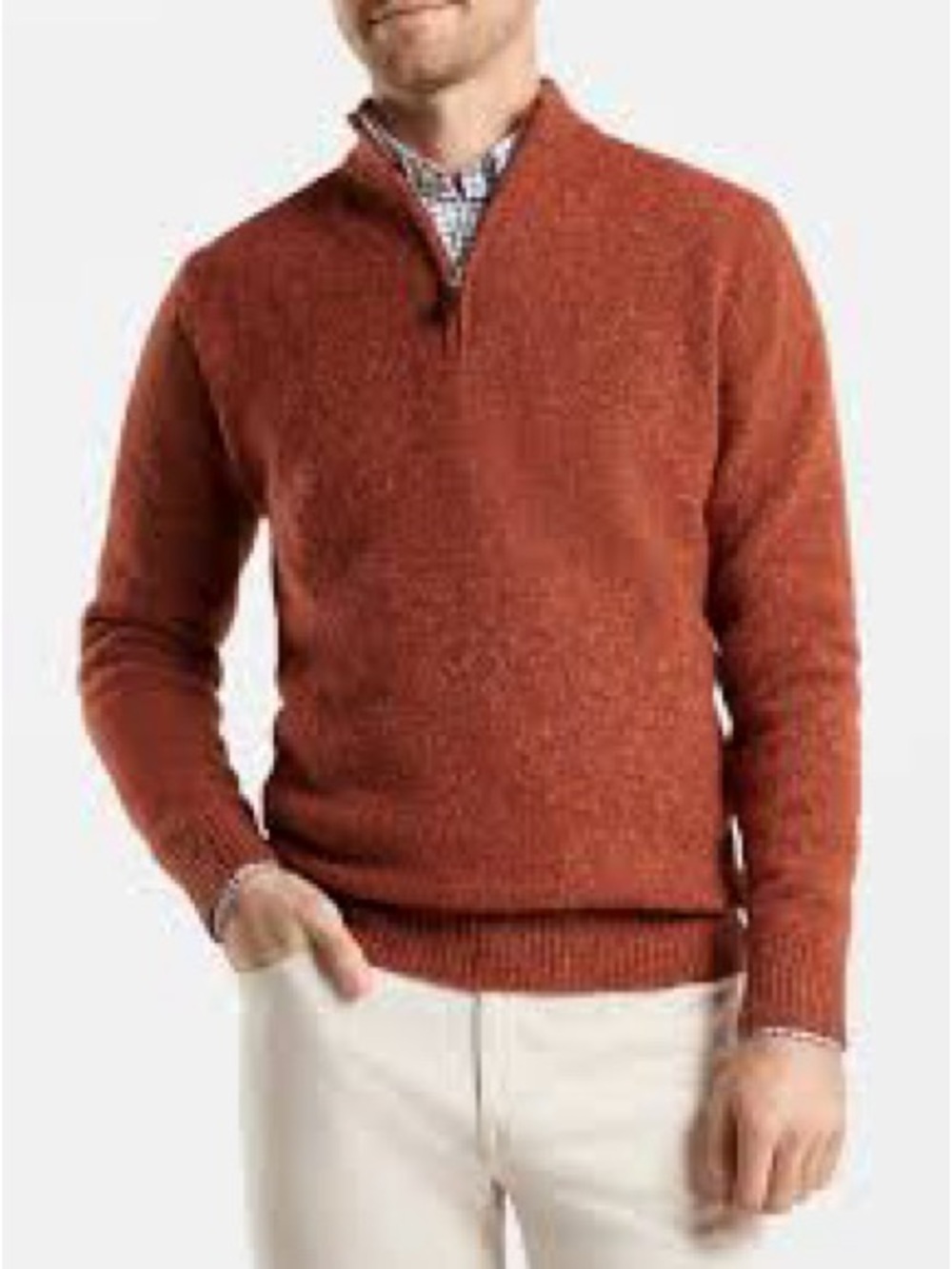 Men's Zip-Neck Sweater in Rust